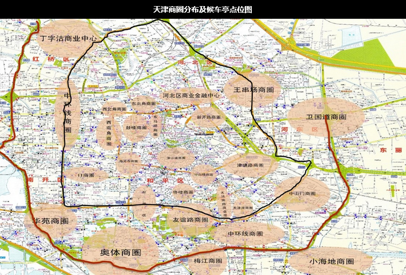 天津商圈分布及候車(chē)亭點(diǎn)位圖