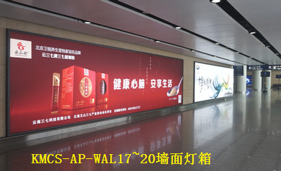 昆明機場B1層國內(nèi)到達(dá)西指廊墻面燈箱廣告