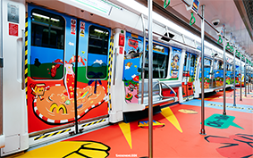深圳地鐵內(nèi)包車廣告案例分享——麥當(dāng)勞麥樂雞40周年四小福專屬列車發(fā)車！