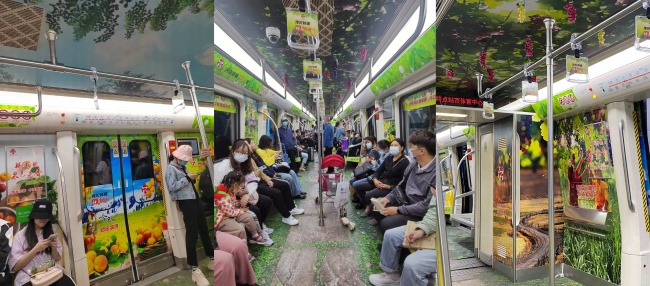 鄭州地鐵全景內(nèi)包車文旅特產(chǎn)投放案例，鄭州地鐵車廂貼廣告價格
